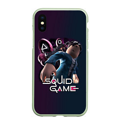 Чехол iPhone XS Max матовый SQUID GAME ROBLOX 456 ИГРА В КАЛЬМАРА РОБЛОКС 456, цвет: 3D-салатовый