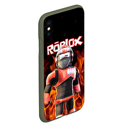Чехол iPhone XS Max матовый ROBLOX FIRE РОБЛОКС ОГОНЬ ПОЖАРНЫЙ, цвет: 3D-темно-зеленый — фото 2