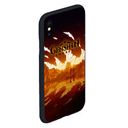 Чехол iPhone XS Max матовый Genshin Impact - Закат над Ли Юэ, цвет: 3D-черный — фото 2