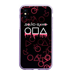 Чехол iPhone XS Max матовый Squid Game Pattern, цвет: 3D-светло-сиреневый