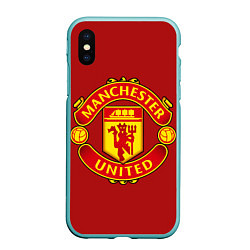 Чехол iPhone XS Max матовый Manchester United F C, цвет: 3D-мятный