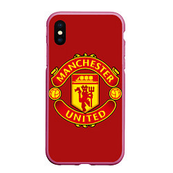 Чехол iPhone XS Max матовый Manchester United F C, цвет: 3D-малиновый