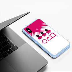 Чехол iPhone XS Max матовый Игра в кальмара геометрические фигуры,, цвет: 3D-голубой — фото 2