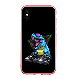 Чехол iPhone XS Max матовый Динозавр ди-джей, цвет: 3D-баблгам
