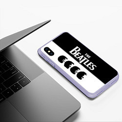 Чехол iPhone XS Max матовый The Beatles черно - белый партер, цвет: 3D-светло-сиреневый — фото 2