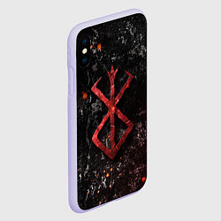 Чехол iPhone XS Max матовый BERSERK LOGO GRUNGE RED, цвет: 3D-светло-сиреневый — фото 2