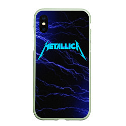 Чехол iPhone XS Max матовый METALLICA BLUE FLASH МЕТАЛЛИКА СИНИЕ МОЛНИИ, цвет: 3D-салатовый