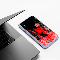 Чехол iPhone XS Max матовый Чёрный клевер: Пламя, цвет: 3D-светло-сиреневый — фото 2