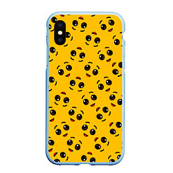 Чехол iPhone XS Max матовый FORTNITE BANANA FACE PATTERN ФОРТНАЙТ ЛИЦО БАНАНА, цвет: 3D-голубой