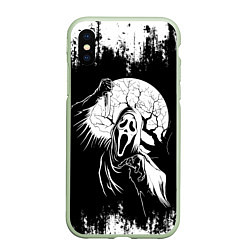 Чехол iPhone XS Max матовый Крик Хэллоуин Хоррор Scream Halloween, цвет: 3D-салатовый