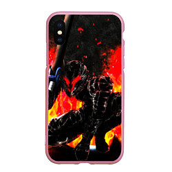 Чехол iPhone XS Max матовый БЕРСЕРК ОГНЕННЫЙ BERSERK, цвет: 3D-розовый