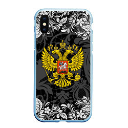 Чехол iPhone XS Max матовый Российская Федерация, цвет: 3D-голубой