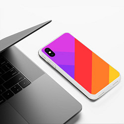 Чехол iPhone XS Max матовый РАДУЖНАЯ ГЕОМЕТРИЯ RAINBOW GEOMETRY, цвет: 3D-белый — фото 2