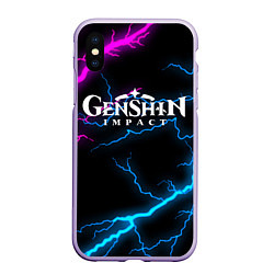 Чехол iPhone XS Max матовый GENSHIN IMPACT NEON FLASH НЕОНОВЫЕ РАЗРЯДЫ МОЛНИЙ