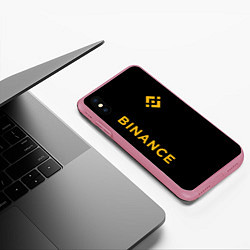 Чехол iPhone XS Max матовый БИНАНС ЛОГО КАРБОН BINANCE LOGO, цвет: 3D-малиновый — фото 2