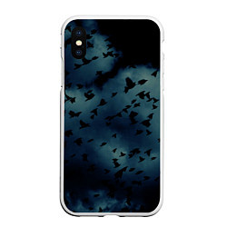 Чехол iPhone XS Max матовый Flock of birds, цвет: 3D-белый