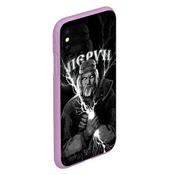 Чехол iPhone XS Max матовый Перун Славянский бог, цвет: 3D-сиреневый — фото 2