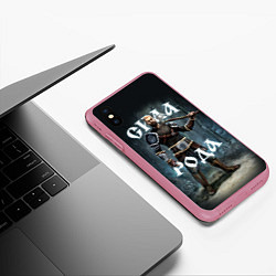 Чехол iPhone XS Max матовый Сила Рода Славянский воин, цвет: 3D-малиновый — фото 2