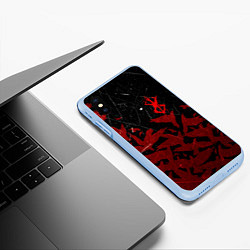 Чехол iPhone XS Max матовый БЕРСЕРК КЛЕЙМО ЛОГО СТАЯ ВОРОН, RED CROW, цвет: 3D-голубой — фото 2