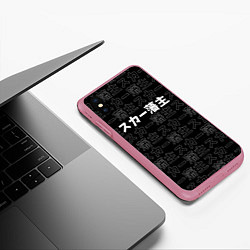 Чехол iPhone XS Max матовый SCARLXRD WHITE LOGO PATTERN КОНТУР, цвет: 3D-малиновый — фото 2