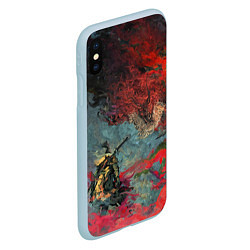 Чехол iPhone XS Max матовый Sekiro Самурай против дракона, цвет: 3D-голубой — фото 2