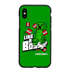 Чехол iPhone XS Max матовый LIKE A BOSS Minecraft Creepe