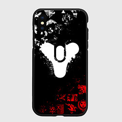 Чехол iPhone XS Max матовый DESTINY 2 RED & WHITE PATTERN LOGO, цвет: 3D-черный