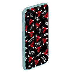 Чехол iPhone XS Max матовый CHICAGO BULLS БЫКИ УЗОР, цвет: 3D-мятный — фото 2