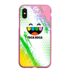 Чехол iPhone XS Max матовый Toca Boca: Улыбашка, цвет: 3D-малиновый