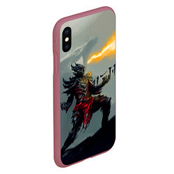 Чехол iPhone XS Max матовый Dragonborne is here, цвет: 3D-малиновый — фото 2