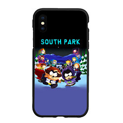 Чехол iPhone XS Max матовый Енот и его команда - противостояние Южный Парк, цвет: 3D-черный