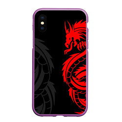 Чехол iPhone XS Max матовый КРАСНЫЙ ДРАКОН ТАТУ RED DRAGON TATTOO