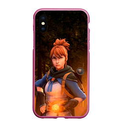 Чехол iPhone XS Max матовый Марси в лесу, цвет: 3D-малиновый