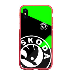 Чехол iPhone XS Max матовый SKODA GEOMETRY SPORT GREEN