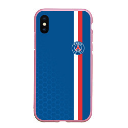 Чехол iPhone XS Max матовый PSG SPORT STRIPES UNIFORM, цвет: 3D-розовый