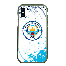 Чехол iPhone XS Max матовый Manchester City - Футбольный клуб, цвет: 3D-темно-зеленый