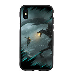 Чехол iPhone XS Max матовый TES FUS RO DAH DRAGON, цвет: 3D-черный