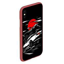 Чехол iPhone XS Max матовый Toyota Supra: Red Moon, цвет: 3D-красный — фото 2