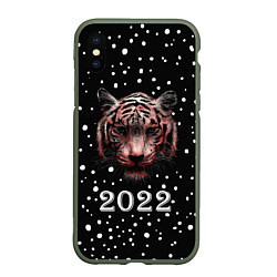 Чехол iPhone XS Max матовый New Year Immortal Tiger, цвет: 3D-темно-зеленый