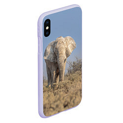 Чехол iPhone XS Max матовый Африканский белый слон, цвет: 3D-светло-сиреневый — фото 2