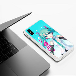 Чехол iPhone XS Max матовый Hatsune Miku, Мику Хацунэ, цвет: 3D-белый — фото 2