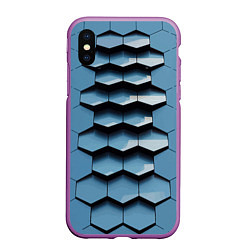 Чехол iPhone XS Max матовый Соты узор авангард, цвет: 3D-фиолетовый