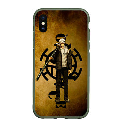 Чехол iPhone XS Max матовый Трафальгар Ло One Piece c нодати, цвет: 3D-темно-зеленый