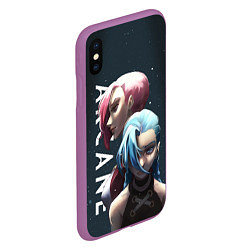 Чехол iPhone XS Max матовый Vi and Jinx, цвет: 3D-фиолетовый — фото 2