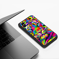 Чехол iPhone XS Max матовый Тигр в стиле поп-арт, цвет: 3D-черный — фото 2