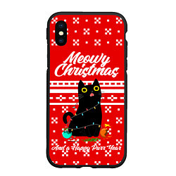 Чехол iPhone XS Max матовый MEOW CHRISTMAS, цвет: 3D-черный