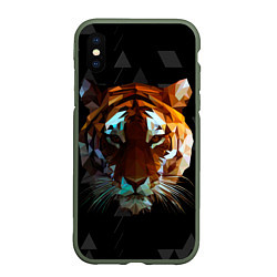 Чехол iPhone XS Max матовый Тигр стиль Low poly