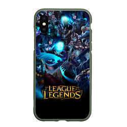 Чехол iPhone XS Max матовый LEAGUE OF LEGENDS ЛИГА ЛЕГЕНД ГЕРОИ, цвет: 3D-темно-зеленый