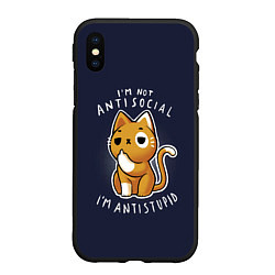 Чехол iPhone XS Max матовый I am not antisocial, I AM ANTISTUPID, цвет: 3D-черный