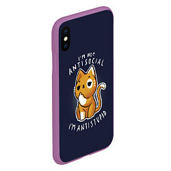 Чехол iPhone XS Max матовый I am not antisocial, I AM ANTISTUPID, цвет: 3D-фиолетовый — фото 2